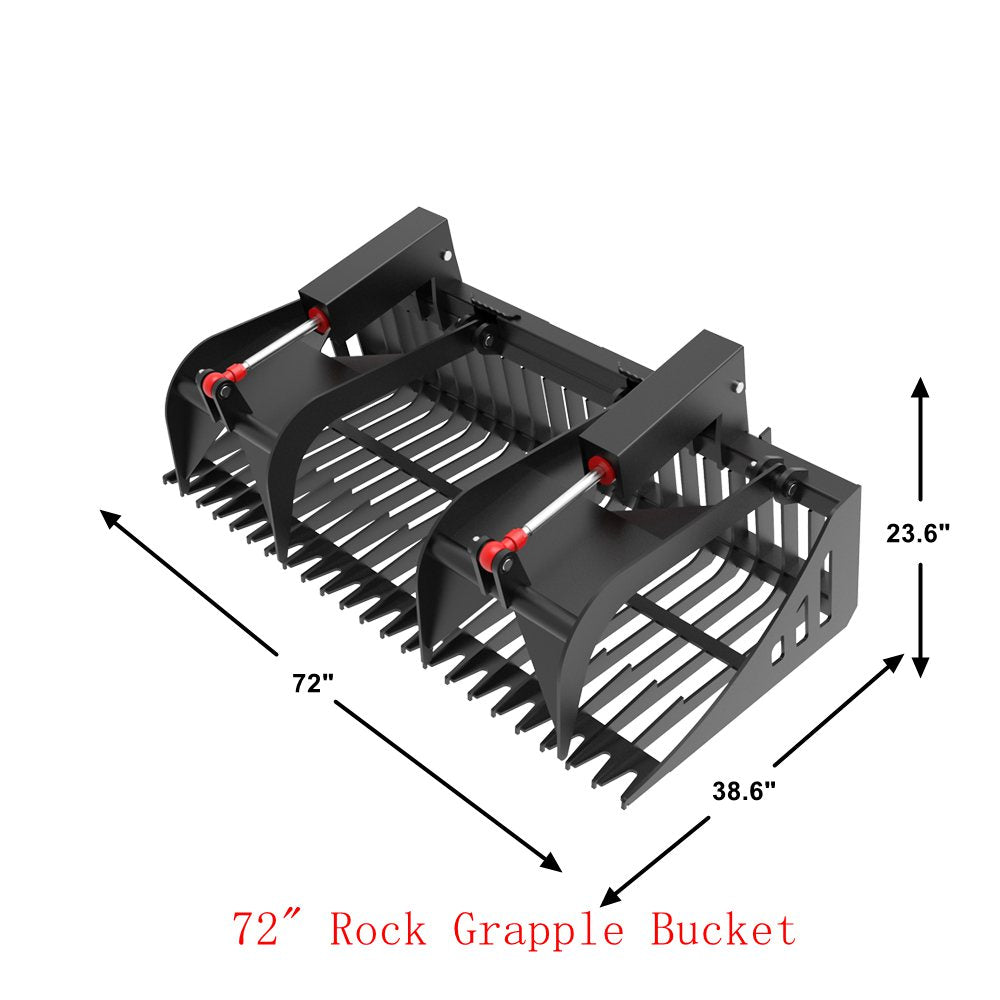 72" Rock Grapple Bucket for Skid Steer Attachment Quick Attach LANDY