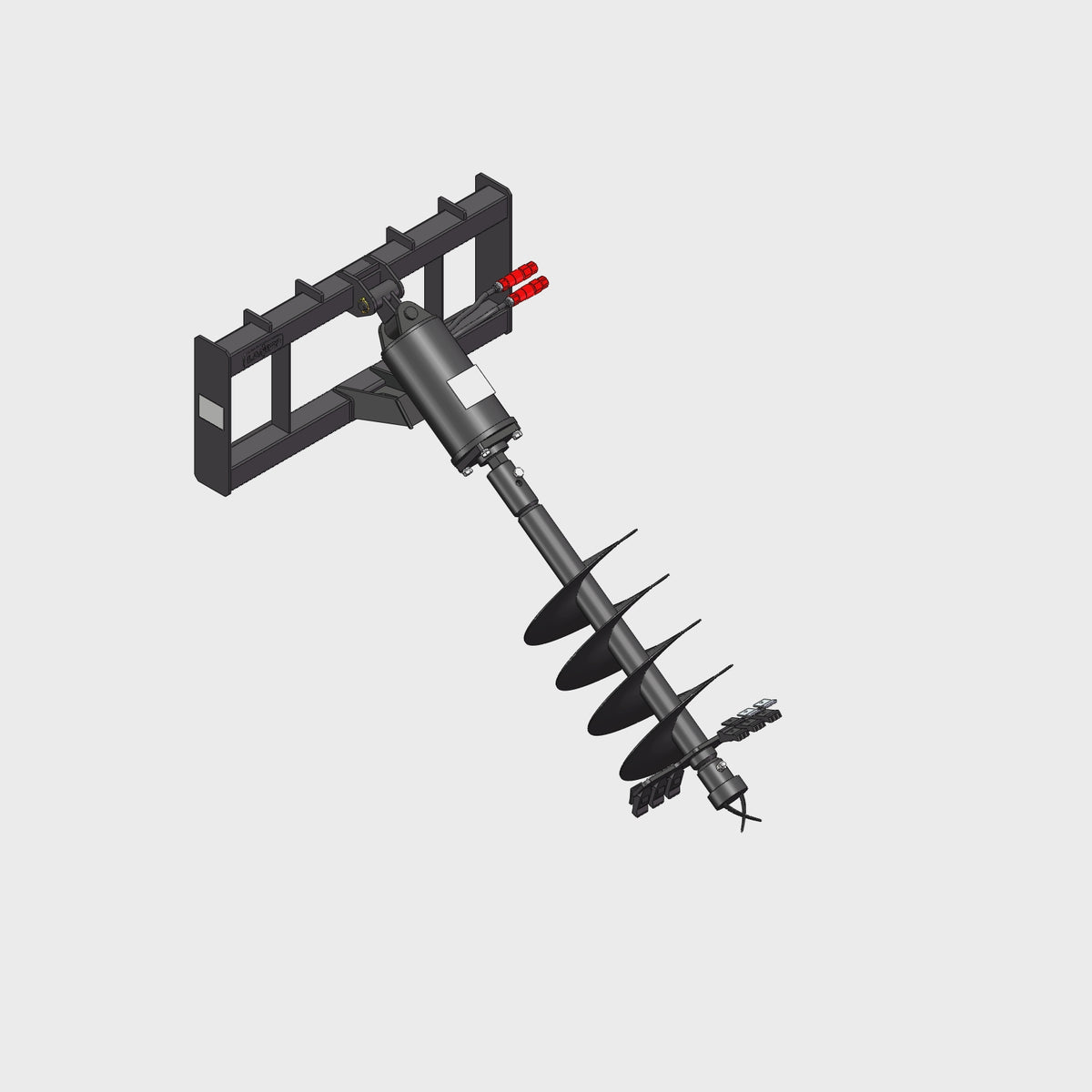 Skid Steer Post Hole Auger Drive Attachment, 18” Diameter Auger, 46” D