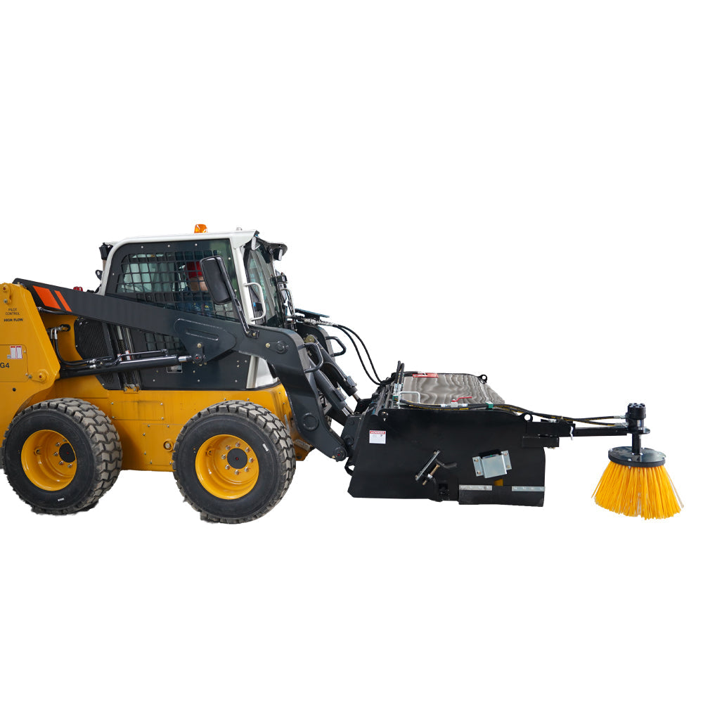 Why the 72" Skid Steer Pickup Box Broom Sweeper with Edge Brush Is a Jobsite Essential
