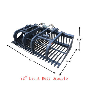 72" Light Duty Rock Grapple Bucket with Teeth for Skid Steer Attachment Quick Attach