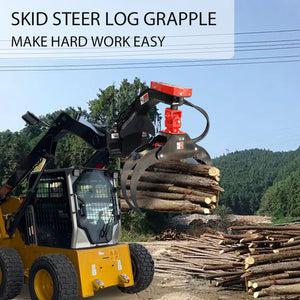Skid Steer Log Grapple Attachment, Hydraulic by Manual, Fits Universal Skid Steer Quick Attach