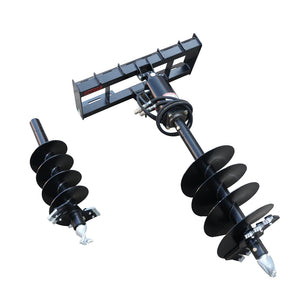 Skid Steer Post Hole Auger Drive Attachment, 12” and 18" Diameter Auger, 46” Drilling Depth, Standard Flow
