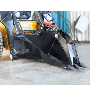Skid Steer Extreme Duty Stump Bucket Grapple Attachments for Uprooting Tree Stumps, Fit Universal Mount Plate