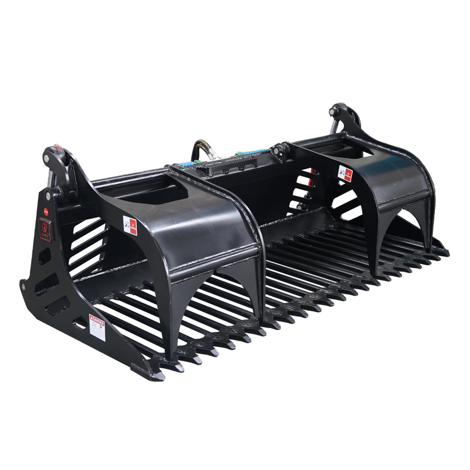 82" Rock Grapple Bucket for Skid Steer Attachment Quick Attach