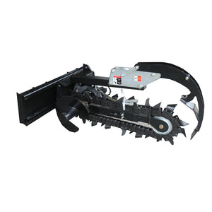 Skid Steer Trenchers Attachment with Adjustable Depth Control Foot, Universal Mount Plate