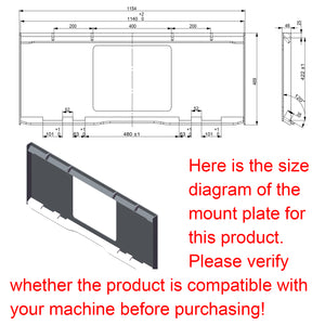 280Lt Volume Skid Steer Concrete Mixer Bucket Attachment, Universal Quick tach Mount Plate