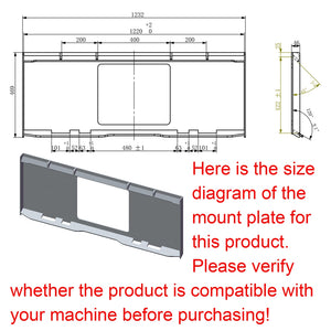 550Lt Volume Skid Steer Concrete Mixer Bucket Attachment, Universal Quick tach Mount Plate