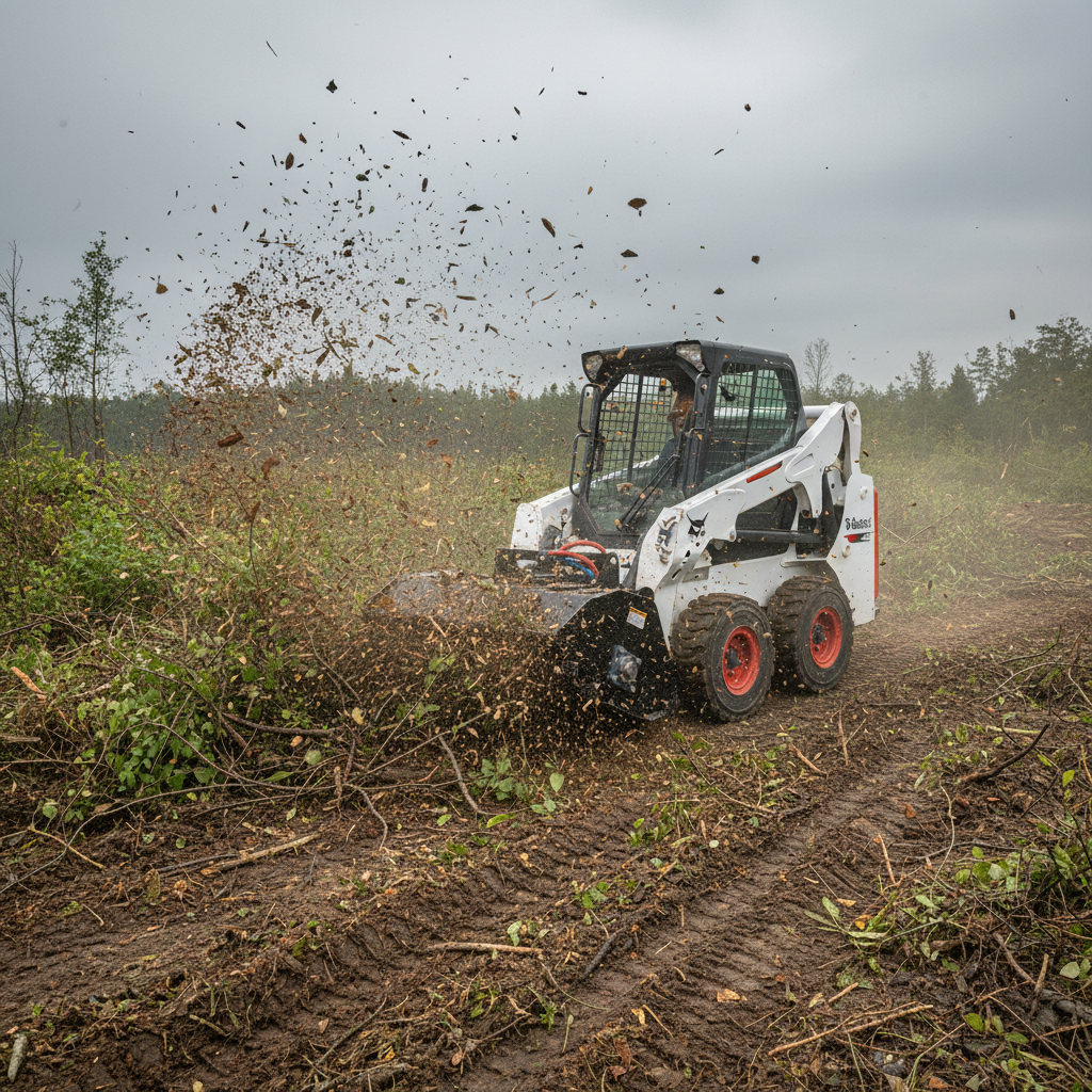 Skid Steer Forestry Mulcher in Action