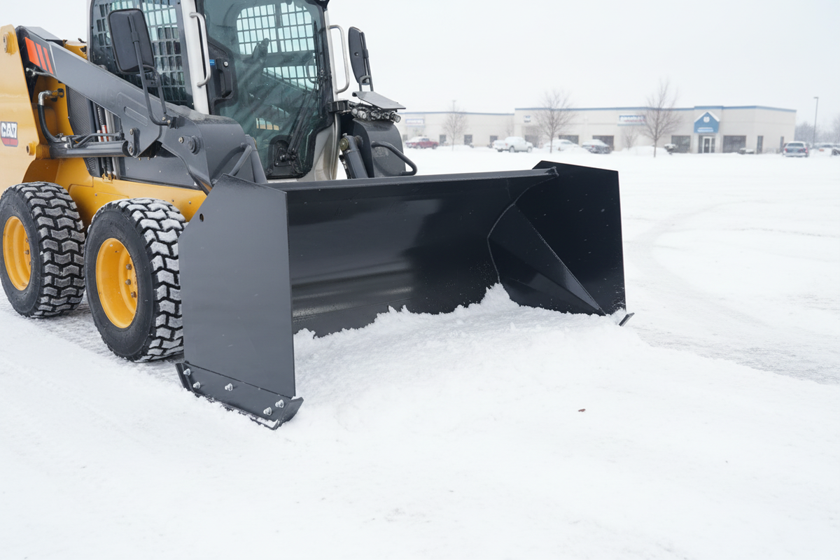 Snow pusher front-side angle - snowy scene