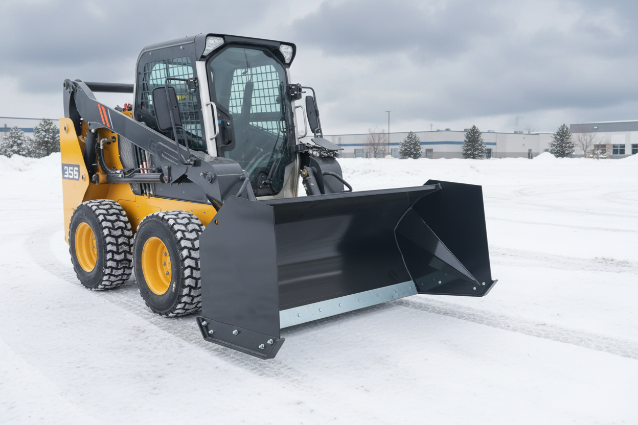Snow pusher yellow side - snowy scene