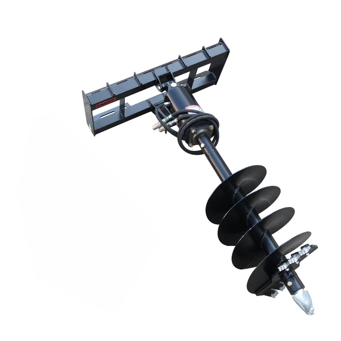Skid Steer Post Hole Auger Drive Attachment, 12” Diameter Auger, 46” Drilling Depth, Standard Flow