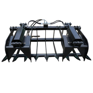 72'' Skid Steer Root Rake Grapple Bucket Attachments Front End Loader, Skid Steer Quick Attach Mount